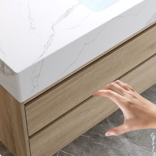 Modern Wall Mount Bathroom Vanity Set Wood Sink Vanity with Mirror Clearhalo 'Bathroom Remodel & Bathroom Fixtures' 'Bathroom Vanities' 'bathroom_vanities' 'Home Improvement' 'home_improvement' 'home_improvement_bathroom_vanities' 1200x1200_5c72a49a-1b28-4957-aa4a-a3f6f8625f06