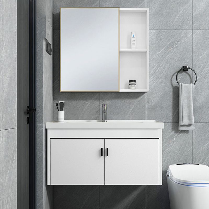 Contemporary Sink Vanity Solid Color Mirror Cabinet Space Saver Vanity for Bathroom Clearhalo 'Bathroom Remodel & Bathroom Fixtures' 'Bathroom Vanities' 'bathroom_vanities' 'Home Improvement' 'home_improvement' 'home_improvement_bathroom_vanities' 1200x1200_5c82a386-df10-413b-af53-ecdf250bfdb3