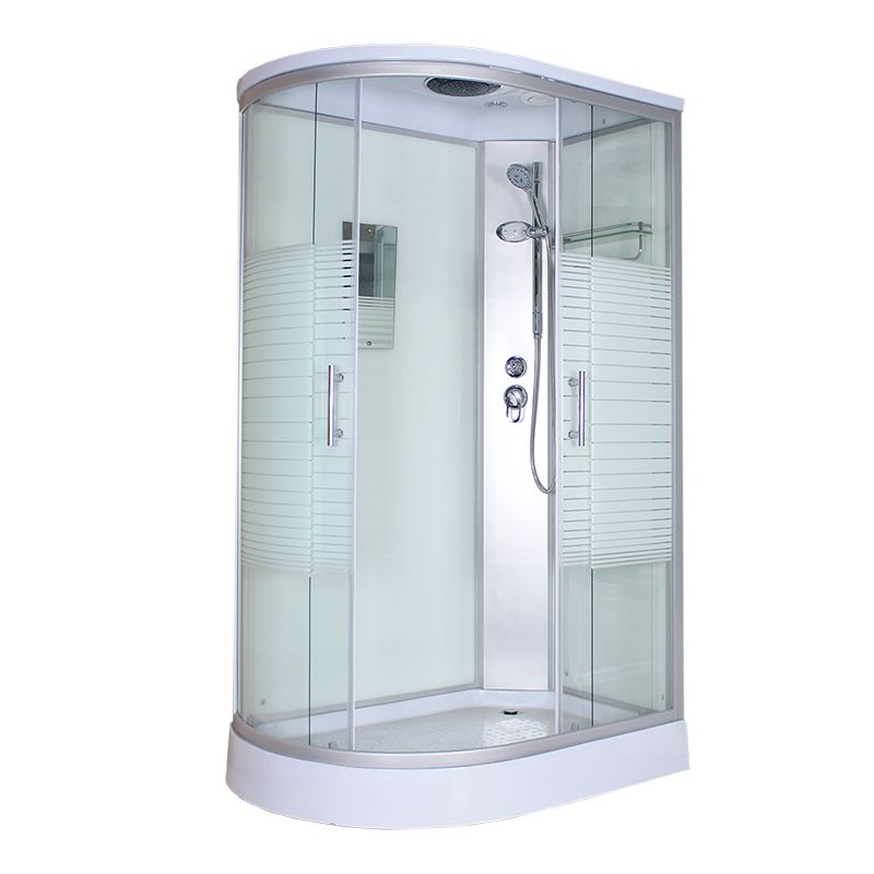 Corner Tempered Glass Shower Stall Home Round Double Sliding Shower Stall Clearhalo 'Bathroom Remodel & Bathroom Fixtures' 'Home Improvement' 'home_improvement' 'home_improvement_shower_stalls_enclosures' 'Shower Stalls & Enclosures' 'shower_stalls_enclosures' 'Showers & Bathtubs' 1200x1200_5c9d2ed4-5a8c-427c-bffa-9169aa86d839