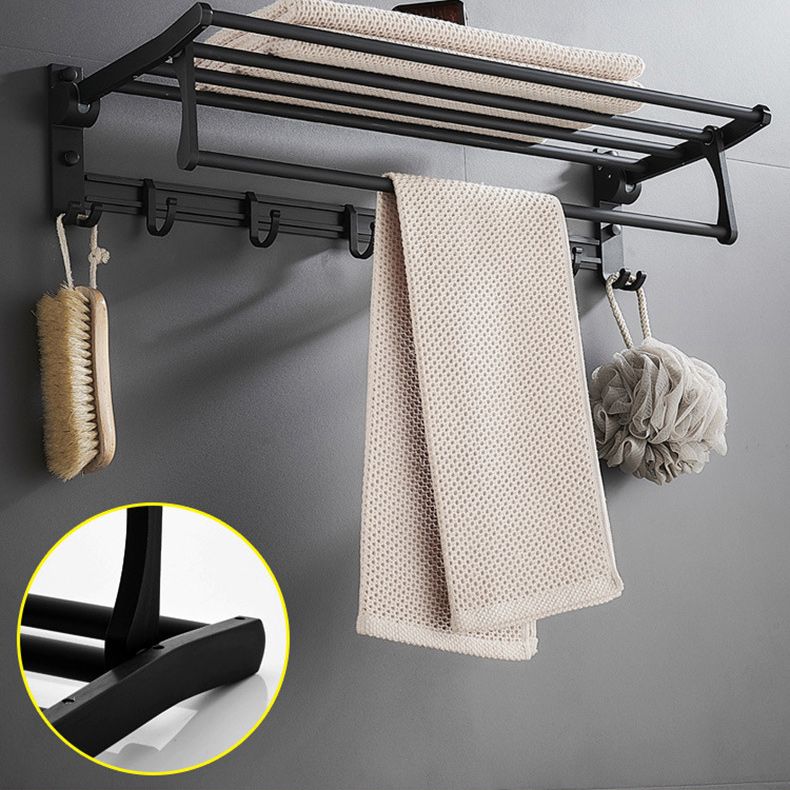 6-Piece Modern Bathroom Hardware Set in Matte Black with Bath Shelf/Towel Bar & Robe Hooks Clearhalo 'Bathroom Hardware Sets' 'Bathroom Hardware' 'Bathroom Remodel & Bathroom Fixtures' 'bathroom_hardware_sets' 'Home Improvement' 'home_improvement' 'home_improvement_bathroom_hardware_sets' 1200x1200_5cbf014a-3d4b-478e-a180-2494aa893959