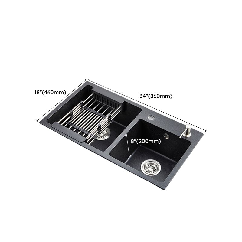 Modern Quartz Kitchen Double Basin Overflow Hole Sink Kitchen Sink in Black Clearhalo 'Home Improvement' 'home_improvement' 'home_improvement_kitchen_sinks' 'Kitchen Remodel & Kitchen Fixtures' 'Kitchen Sinks & Faucet Components' 'Kitchen Sinks' 'kitchen_sinks' 1200x1200_5cc0baf0-c3a5-4d83-a212-59dc2d5e7929