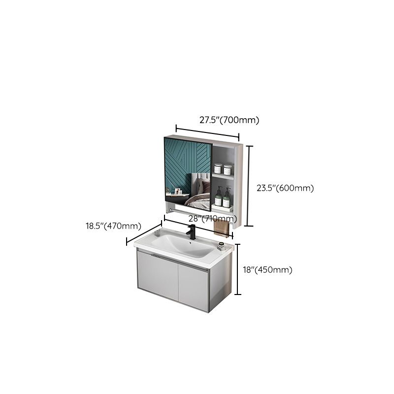 Modern Bath Vanity Gray Single Rectangular Wall Mount Sink Vanity Clearhalo 'Bathroom Remodel & Bathroom Fixtures' 'Bathroom Vanities' 'bathroom_vanities' 'Home Improvement' 'home_improvement' 'home_improvement_bathroom_vanities' 1200x1200_5cd42d31-2ec2-4bae-9187-910849f5894b