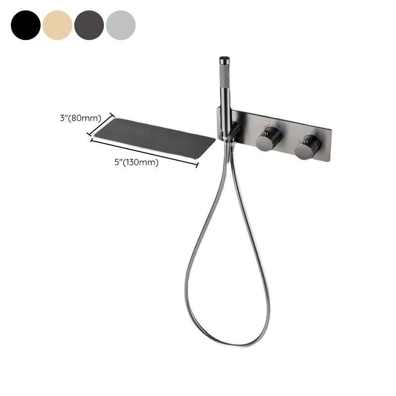 Bathroom Tub Spout Waterfall Wall Mounted Fixed Bathtub Faucet with Hose Clearhalo 'Bathroom Remodel & Bathroom Fixtures' 'Bathtub Faucets' 'bathtub_faucets' 'Home Improvement' 'home_improvement' 'home_improvement_bathtub_faucets' 1200x1200_5cd93447-ae39-4ba0-b868-c2718f4e270d