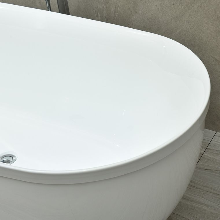 Modern Stand Alone Oval Bath Acrylic Soaking Back to Wall White Bathtub Clearhalo 'Bathroom Remodel & Bathroom Fixtures' 'Bathtubs' 'Home Improvement' 'home_improvement' 'home_improvement_bathtubs' 'Showers & Bathtubs' 1200x1200_5cddab67-b493-4efb-85ab-e8c36bcc8596
