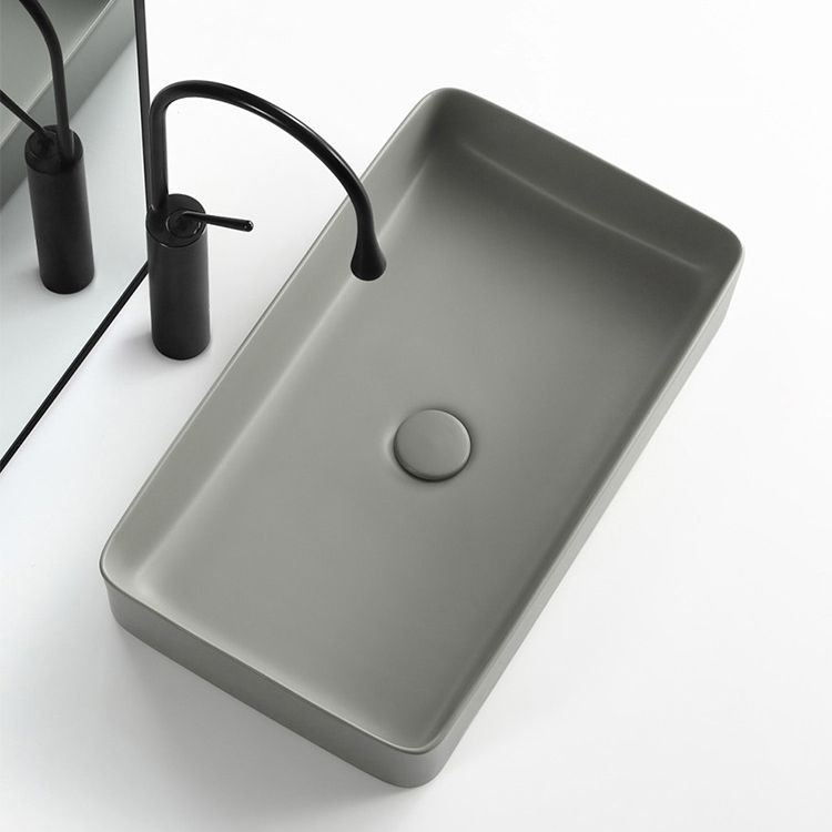 Modern Bathroom Sink Porcelain Rectangular with Pop-Up Drain Vessel Lavatory Sink Clearhalo 'Bathroom Remodel & Bathroom Fixtures' 'Bathroom Sinks & Faucet Components' 'Bathroom Sinks' 'bathroom_sink' 'Home Improvement' 'home_improvement' 'home_improvement_bathroom_sink' 1200x1200_5ce92a19-3971-4a26-a277-dbe82dee491e