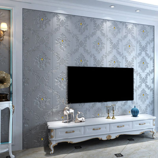 Glam Style Foam Wall Paneling Living Room 3D Embossed Waterproof Wall Paneling Clearhalo 'Flooring 'Home Improvement' 'home_improvement' 'home_improvement_wall_paneling' 'Wall Paneling' 'wall_paneling' 'Walls & Ceilings' Walls and Ceiling' 1200x1200_5d26e917-9992-412a-a61f-9d3fdd971583
