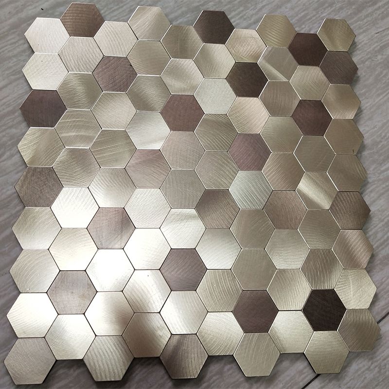 Hexagonal Mosaic Tile Metal Peel and Stick Tiles for Kitchen and Bathroom, 11.8"x 11.8" Clearhalo 'Flooring 'Home Improvement' 'home_improvement' 'home_improvement_peel_stick_blacksplash' 'Peel & Stick Backsplash Tile' 'peel_stick_blacksplash' 'Walls & Ceilings' Walls and Ceiling' 1200x1200_5d2866e0-3196-44d2-b1aa-0e01257fea61