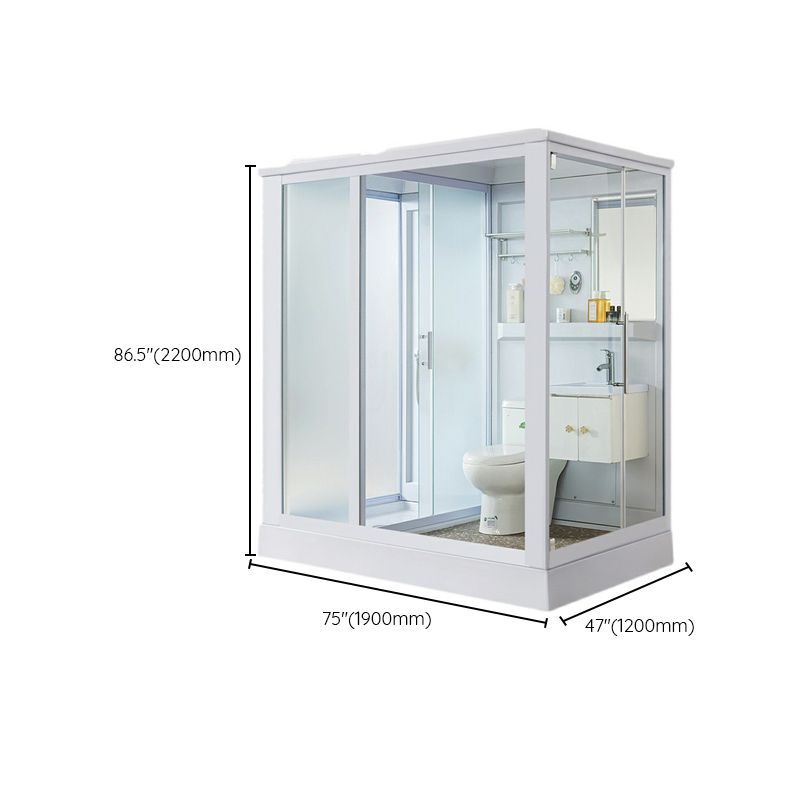 Contemporary Shower Enclosure Frosted Rectangle Shower Enclosure in White Clearhalo 'Bathroom Remodel & Bathroom Fixtures' 'Home Improvement' 'home_improvement' 'home_improvement_shower_stalls_enclosures' 'Shower Stalls & Enclosures' 'shower_stalls_enclosures' 'Showers & Bathtubs' 1200x1200_5d2a1b10-9c93-4427-a7a5-1d4955efbd06