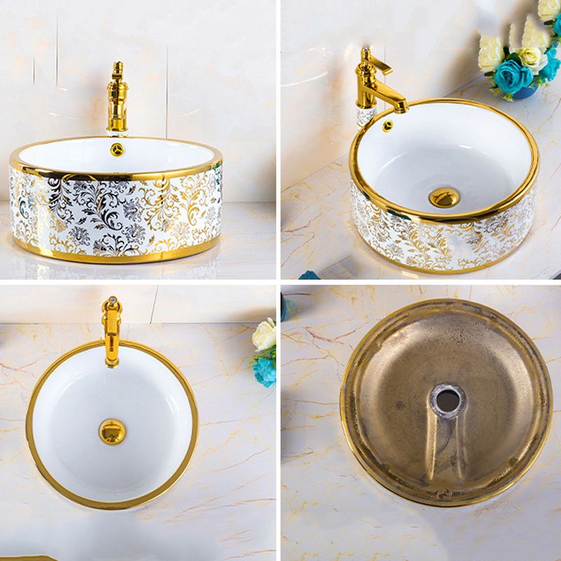 Modern Bathroom Sink Porcelain Round Hand Painted with Overflow and Faucet Wash Stand Clearhalo 'Bathroom Remodel & Bathroom Fixtures' 'Bathroom Sinks & Faucet Components' 'Bathroom Sinks' 'bathroom_sink' 'Home Improvement' 'home_improvement' 'home_improvement_bathroom_sink' 1200x1200_5d2cadfd-4777-4fe2-96b5-73628bc70b09
