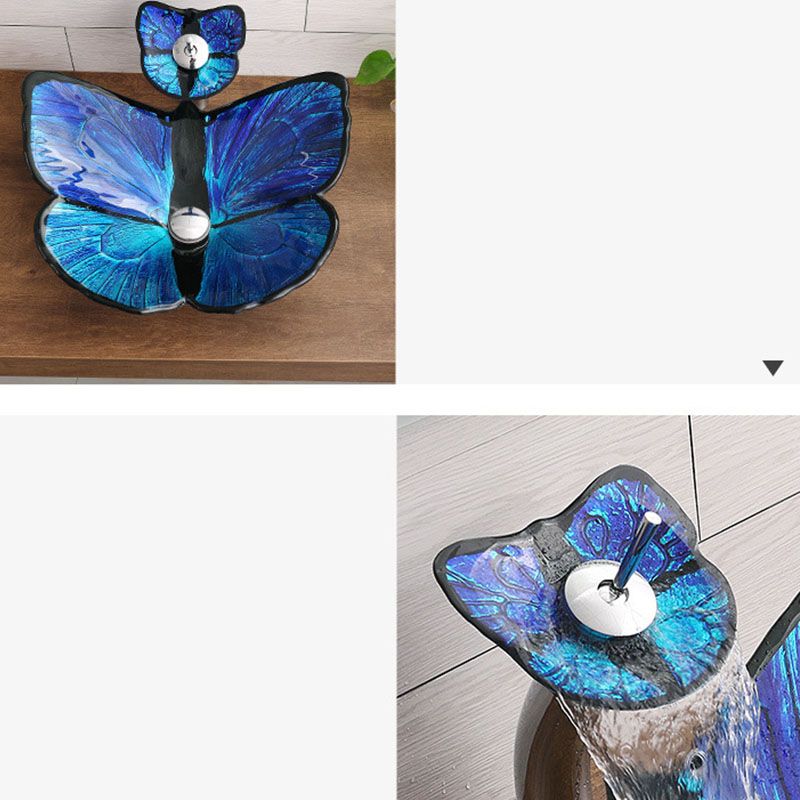 Tempered Glass Bathroom Sink Modern Style Bathroom Sink with Specialty Shape Clearhalo 'Bathroom Remodel & Bathroom Fixtures' 'Bathroom Sinks & Faucet Components' 'Bathroom Sinks' 'bathroom_sink' 'Home Improvement' 'home_improvement' 'home_improvement_bathroom_sink' 1200x1200_5d2dea09-c2db-407a-9c27-89c697f410c0