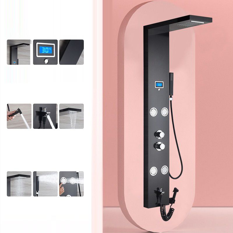 Modern Shower System Massage Jets Knob Hand Shower Ceiling Mounted Shower Trim Clearhalo 'Bathroom Remodel & Bathroom Fixtures' 'Home Improvement' 'home_improvement' 'home_improvement_shower_faucets' 'Shower Faucets & Systems' 'shower_faucets' 'Showers & Bathtubs Plumbing' 'Showers & Bathtubs' 1200x1200_5d368a97-8f36-4180-9220-0c19bfb99d40