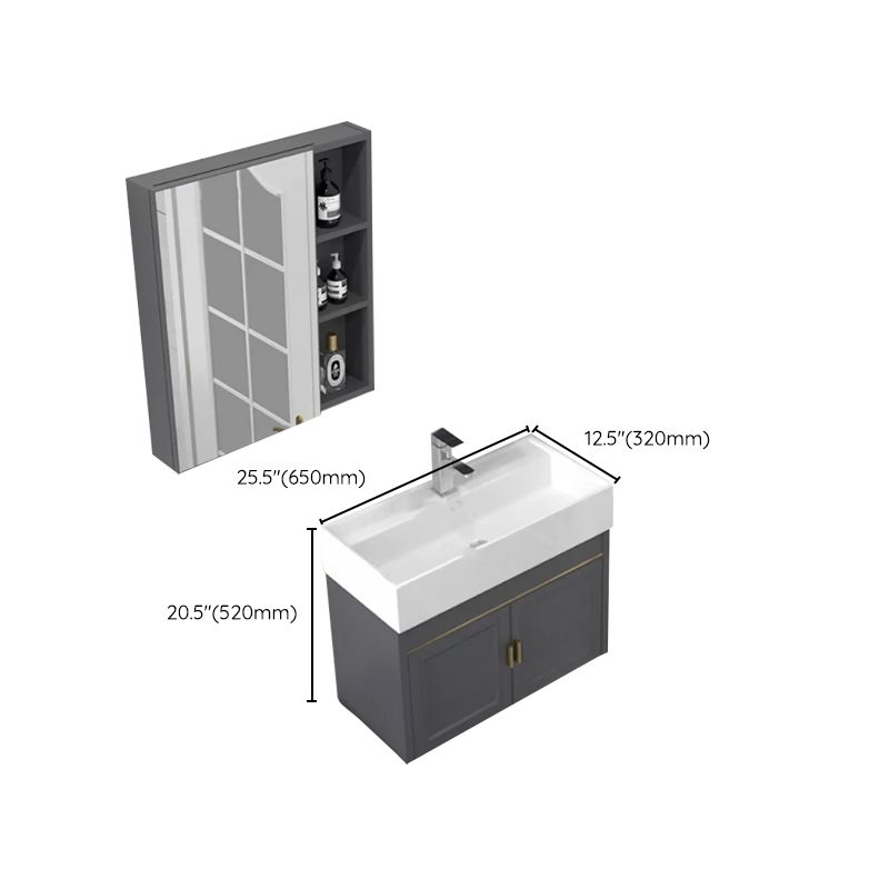 Modern Single Bath Vanity Wall Mount Ceramic Top Bathroom Vanity Clearhalo 'Bathroom Remodel & Bathroom Fixtures' 'Bathroom Vanities' 'bathroom_vanities' 'Home Improvement' 'home_improvement' 'home_improvement_bathroom_vanities' 1200x1200_5d4784cb-1020-4334-8dcc-766d39efecfa