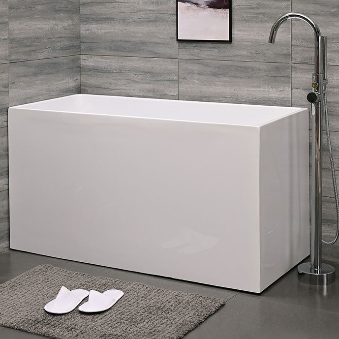 Acrylic Back to Wall Bathtub Rectangular Modern Soaking Bath Tub Clearhalo 'Bathroom Remodel & Bathroom Fixtures' 'Bathtubs' 'Home Improvement' 'home_improvement' 'home_improvement_bathtubs' 'Showers & Bathtubs' 1200x1200_5d6b9491-0f19-4c1d-8def-633cc3921512