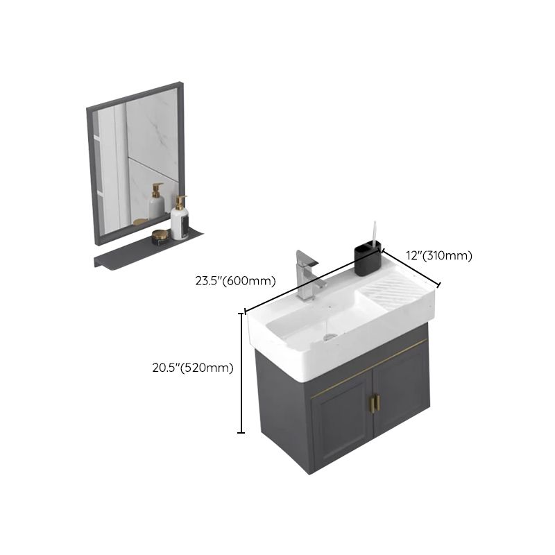 Modern Single Bath Vanity Wall Mount Ceramic Top Bathroom Vanity Clearhalo 'Bathroom Remodel & Bathroom Fixtures' 'Bathroom Vanities' 'bathroom_vanities' 'Home Improvement' 'home_improvement' 'home_improvement_bathroom_vanities' 1200x1200_5d6ee663-081f-4096-b17b-e41a8b851318