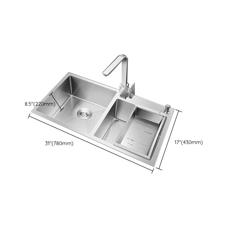 Rectangle Stainless Steel Kitchen Sink with Drain Assembly Contemporary Sink Clearhalo 'Home Improvement' 'home_improvement' 'home_improvement_kitchen_sinks' 'Kitchen Remodel & Kitchen Fixtures' 'Kitchen Sinks & Faucet Components' 'Kitchen Sinks' 'kitchen_sinks' 1200x1200_5d6f57a4-ad0d-4fb2-bc54-ac002400d1c7