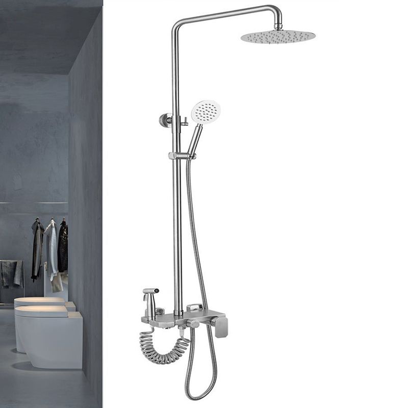 Modern Oval Swivel Shower Stainless Steel Shower Head Shower Faucet on Wall Clearhalo 'Bathroom Remodel & Bathroom Fixtures' 'Home Improvement' 'home_improvement' 'home_improvement_shower_faucets' 'Shower Faucets & Systems' 'shower_faucets' 'Showers & Bathtubs Plumbing' 'Showers & Bathtubs' 1200x1200_5d84272e-3427-45d4-a67b-16a4205ce18b