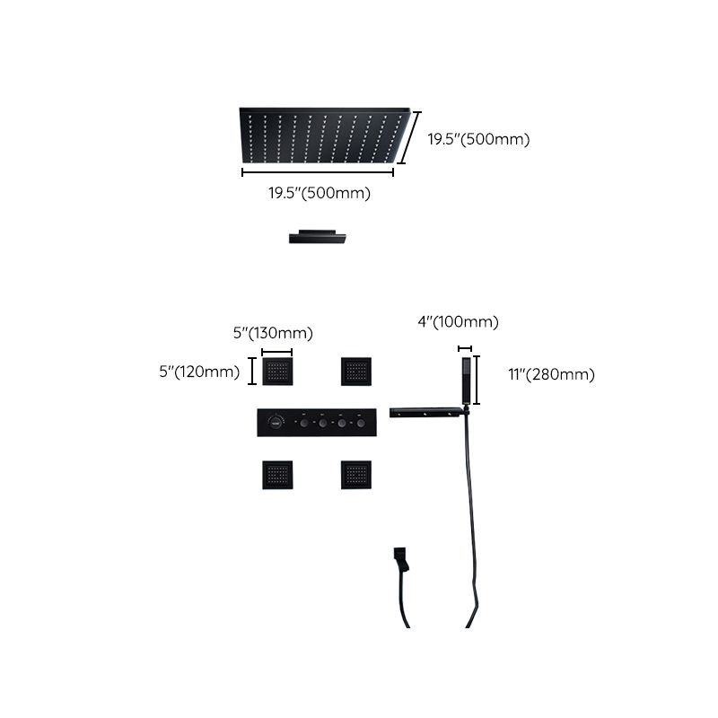 Modern Shower Faucet Adjustable Water Flow Rain Shower Head Shower System in Black Clearhalo 'Bathroom Remodel & Bathroom Fixtures' 'Home Improvement' 'home_improvement' 'home_improvement_shower_faucets' 'Shower Faucets & Systems' 'shower_faucets' 'Showers & Bathtubs Plumbing' 'Showers & Bathtubs' 1200x1200_5d876c93-f9fe-4e62-9d79-103a3c081c13