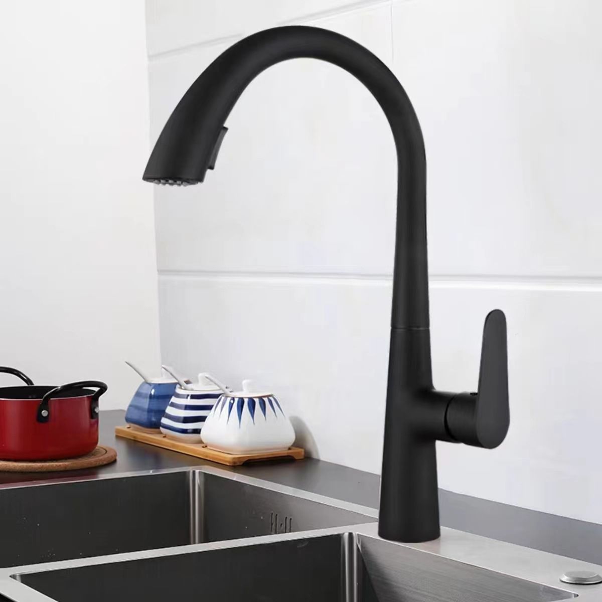 Modern Bar Faucet Brass with Pull out Sprayer Swivel Spout Bar Prep Kitchen Faucet Clearhalo 'Home Improvement' 'home_improvement' 'home_improvement_kitchen_faucets' 'Kitchen Faucets' 'Kitchen Remodel & Kitchen Fixtures' 'Kitchen Sinks & Faucet Components' 'kitchen_faucets' 1200x1200_5d923f55-33cd-4127-a747-abfc48ca3657