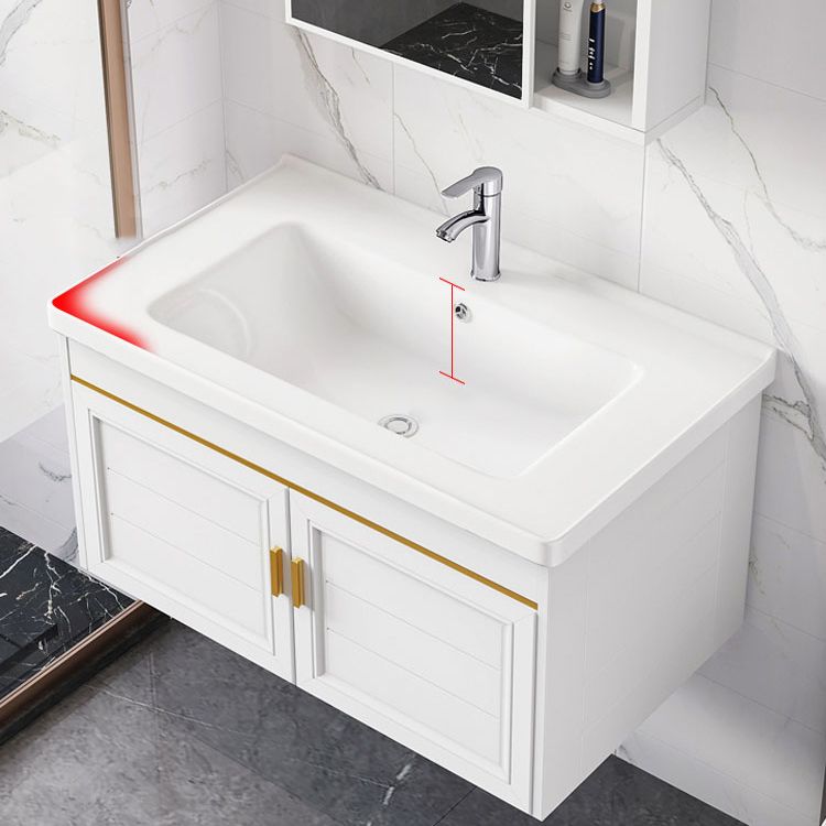 2 Doors Bath Vanity White Mirror Rectangular Single Sink Wall-Mounted Bathroom Vanity Clearhalo 'Bathroom Remodel & Bathroom Fixtures' 'Bathroom Vanities' 'bathroom_vanities' 'Home Improvement' 'home_improvement' 'home_improvement_bathroom_vanities' 1200x1200_5d94194e-d6a3-44f7-a775-b7048be83e84