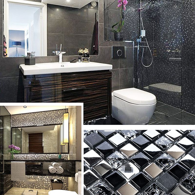 Glass Mosaic Tile Square Shape Wall Tile with Fade Resistant Clearhalo 'Floor Tiles & Wall Tiles' 'floor_tiles_wall_tiles' 'Flooring 'Home Improvement' 'home_improvement' 'home_improvement_floor_tiles_wall_tiles' Walls and Ceiling' 1200x1200_5da4409d-9827-424f-b126-40882eb11955