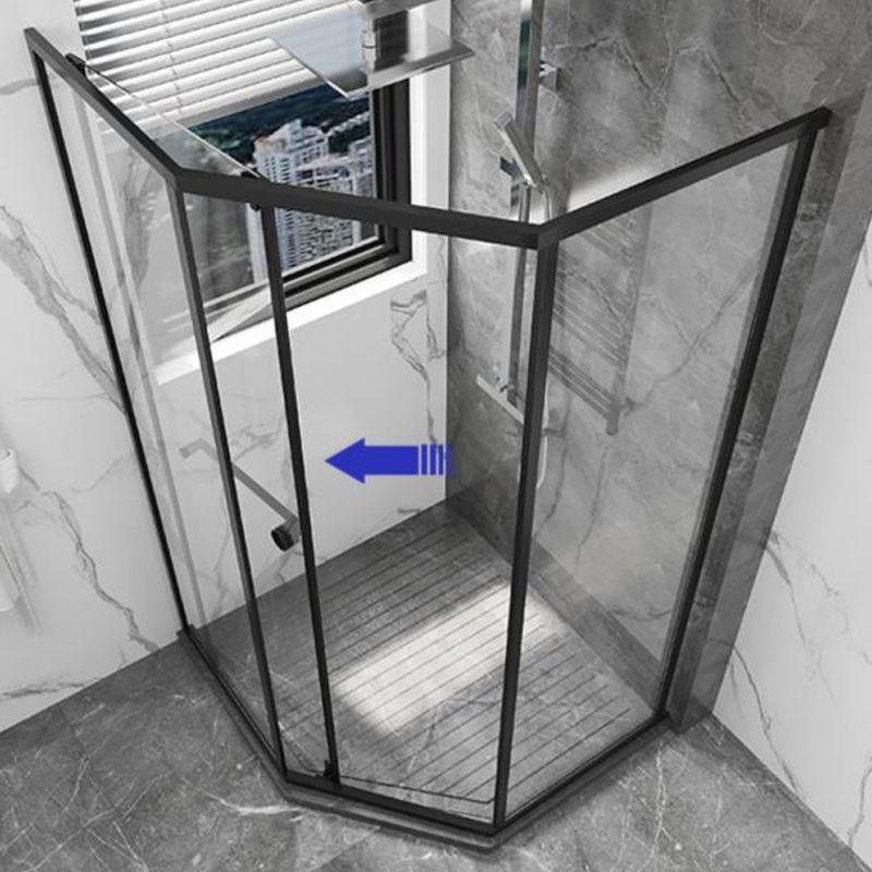 Contemporary Shower Enclosure Neo-Angle Semi-Frameless Clear Shower Enclosure Clearhalo 'Bathroom Remodel & Bathroom Fixtures' 'Home Improvement' 'home_improvement' 'home_improvement_shower_stalls_enclosures' 'Shower Stalls & Enclosures' 'shower_stalls_enclosures' 'Showers & Bathtubs' 1200x1200_5dc3715d-2143-4387-afcf-03adb56cf576