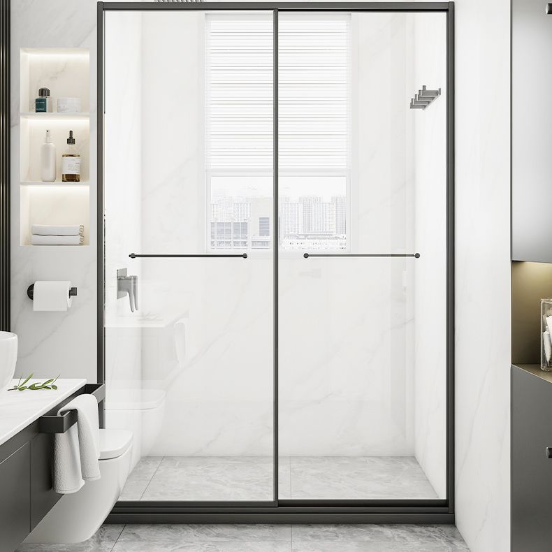Transparent Tempered Shower Bath Door Double Sliding Framed Shower Doors Clearhalo 'Bathroom Remodel & Bathroom Fixtures' 'Home Improvement' 'home_improvement' 'home_improvement_shower_tub_doors' 'Shower and Tub Doors' 'shower_tub_doors' 'Showers & Bathtubs' 1200x1200_5dc38f26-9392-406e-8a65-225f23587e09