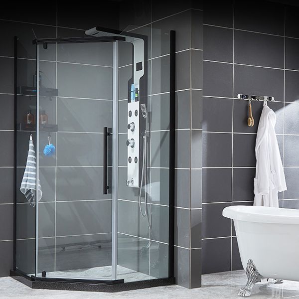 Neo-Angle Shower Kit Pivot Tempered Glass Corner Shower Kit with Fixed Panel Clearhalo 'Bathroom Remodel & Bathroom Fixtures' 'Home Improvement' 'home_improvement' 'home_improvement_shower_stalls_enclosures' 'Shower Stalls & Enclosures' 'shower_stalls_enclosures' 'Showers & Bathtubs' 1200x1200_5dd9f291-af38-40ee-a69a-c9b2d1f1425e