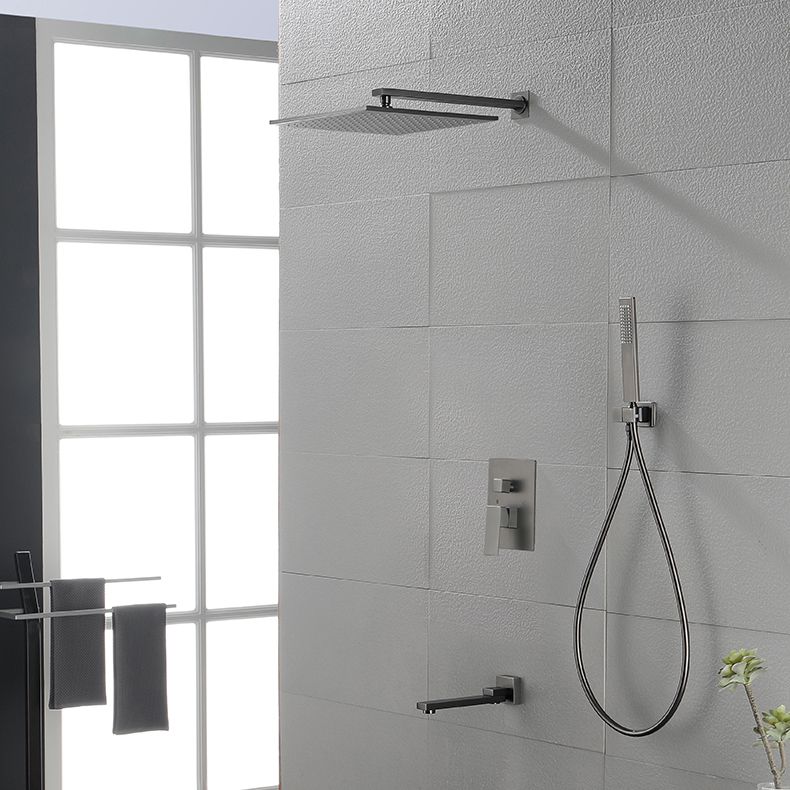 Modern Shower Faucet Brass Square Adjustable Shower Head Wall Mounted Shower Set Clearhalo 'Bathroom Remodel & Bathroom Fixtures' 'Home Improvement' 'home_improvement' 'home_improvement_shower_faucets' 'Shower Faucets & Systems' 'shower_faucets' 'Showers & Bathtubs Plumbing' 'Showers & Bathtubs' 1200x1200_5de1c264-44a0-4670-ae9c-72f95f854b26