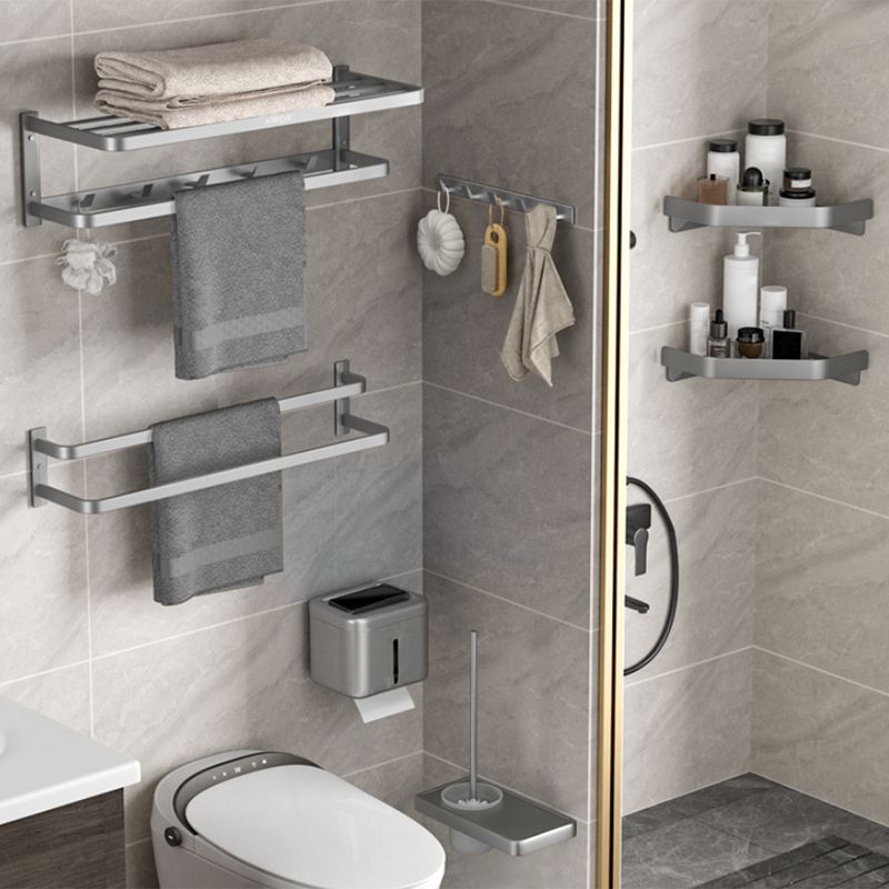 Modern Grey Bathroom Accessory Kit Paper Holder Bath Shelf Bath Hardware Set Clearhalo 'Bathroom Hardware Sets' 'Bathroom Hardware' 'Bathroom Remodel & Bathroom Fixtures' 'bathroom_hardware_sets' 'Home Improvement' 'home_improvement' 'home_improvement_bathroom_hardware_sets' 1200x1200_5debe750-d050-499c-a996-a6bdebcc789c