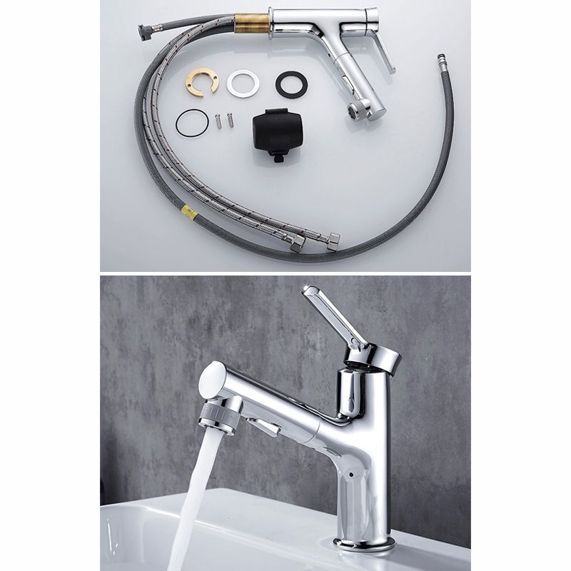 Contemporary Sink Faucet Pull-out Vessel Sink Faucet with Lever Handle Clearhalo 'Bathroom Remodel & Bathroom Fixtures' 'Bathroom Sink Faucets' 'Bathroom Sinks & Faucet Components' 'bathroom_sink_faucets' 'Home Improvement' 'home_improvement' 'home_improvement_bathroom_sink_faucets' 1200x1200_5df09693-06a3-49dd-a9d1-809b8509e39f