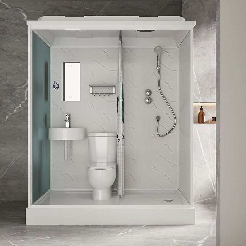 White Rectangle Shower Stall with Shower Base Tempered Glass Shower Stall Clearhalo 'Bathroom Remodel & Bathroom Fixtures' 'Home Improvement' 'home_improvement' 'home_improvement_shower_stalls_enclosures' 'Shower Stalls & Enclosures' 'shower_stalls_enclosures' 'Showers & Bathtubs' 1200x1200_5df2b675-0f61-496f-b114-55c3df371714