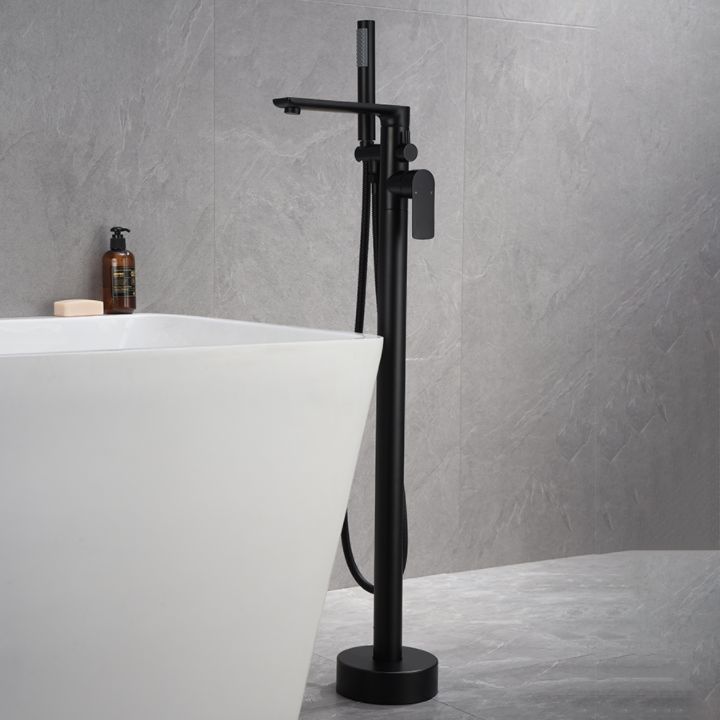 Floor Mounted Bronzel Freestanding Tub Filler Single Handle Freestanding Faucet with Hose Clearhalo 'Bathroom Remodel & Bathroom Fixtures' 'Bathtub Faucets' 'bathtub_faucets' 'Home Improvement' 'home_improvement' 'home_improvement_bathtub_faucets' 1200x1200_5e0d8f2a-b5f8-42a3-8c94-c5f402fc8d23