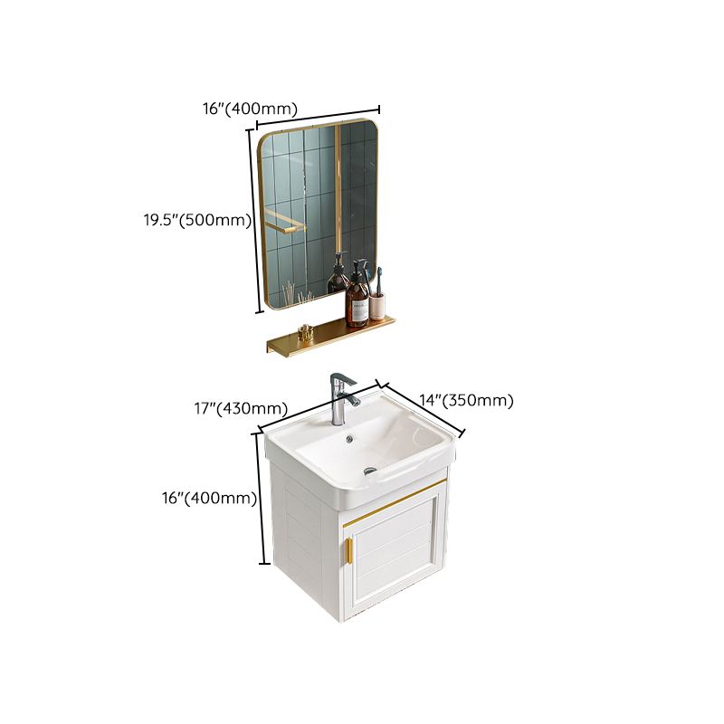 Glam Single Sink Bath Vanity Wall Mount White Metal Base Sink Vanity Clearhalo 'Bathroom Remodel & Bathroom Fixtures' 'Bathroom Vanities' 'bathroom_vanities' 'Home Improvement' 'home_improvement' 'home_improvement_bathroom_vanities' 1200x1200_5e10edda-df68-4b8a-95c3-80c8d8ba8410