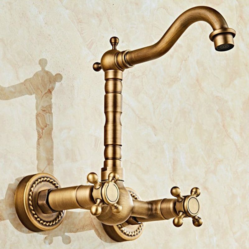 Glam 2-Handle Bathroom Sink Faucet 2-Hole Wall Mounted Bathroom Faucet Clearhalo 'Bathroom Remodel & Bathroom Fixtures' 'Bathroom Sink Faucets' 'Bathroom Sinks & Faucet Components' 'bathroom_sink_faucets' 'Home Improvement' 'home_improvement' 'home_improvement_bathroom_sink_faucets' 1200x1200_5e322ca2-7cd2-402c-9002-7fcbdd22572a