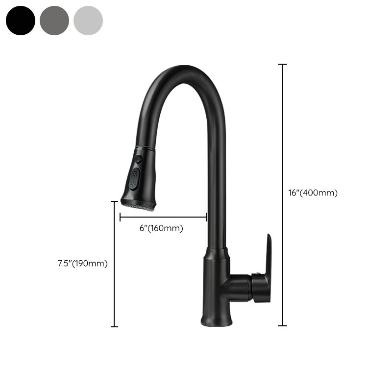 Modern Style Kitchen Faucet Brass 1-Handle High Arc Retractable Kitchen Faucet Clearhalo 'Home Improvement' 'home_improvement' 'home_improvement_kitchen_faucets' 'Kitchen Faucets' 'Kitchen Remodel & Kitchen Fixtures' 'Kitchen Sinks & Faucet Components' 'kitchen_faucets' 1200x1200_5e5b4250-6ef1-4dae-8e5a-049e50bbff9a