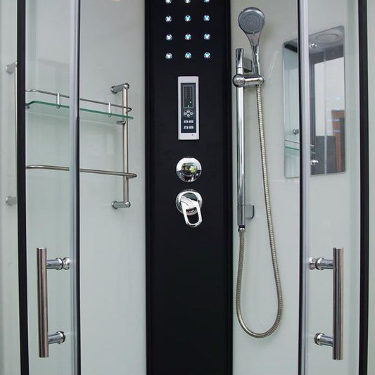 Framed Double Sliding Shower Kit Neo-Round Black Shower Stall Clearhalo 'Bathroom Remodel & Bathroom Fixtures' 'Home Improvement' 'home_improvement' 'home_improvement_shower_stalls_enclosures' 'Shower Stalls & Enclosures' 'shower_stalls_enclosures' 'Showers & Bathtubs' 1200x1200_5e64152c-b441-4e88-a74c-01eabd86acc0