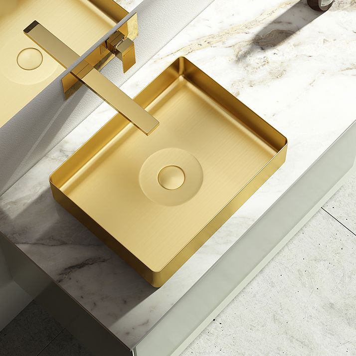 Modern Vessel Sink Metal Rectangular with Pop-Up Drain Vessel Bathroom ...