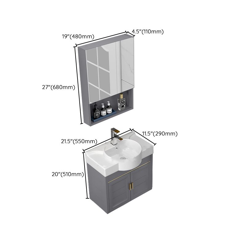 Wall Mount Glam Bathroom Vanity Metal Frame Single-Sink Gray Vanity Set Clearhalo 'Bathroom Remodel & Bathroom Fixtures' 'Bathroom Vanities' 'bathroom_vanities' 'Home Improvement' 'home_improvement' 'home_improvement_bathroom_vanities' 1200x1200_5e6b8fbf-4324-4bd7-8164-1afe48351a1f