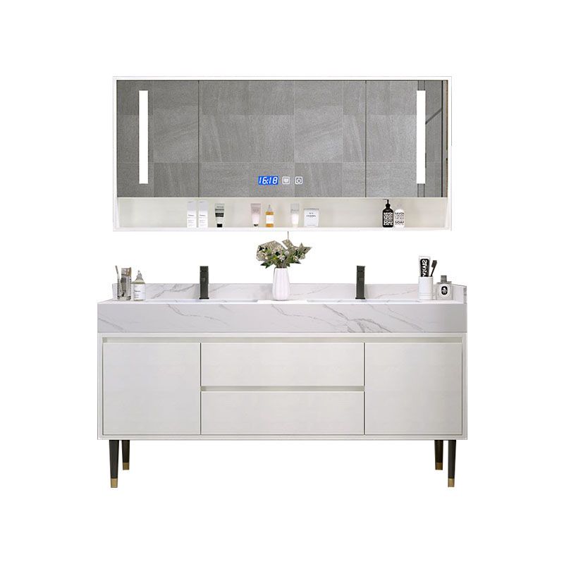 Metal Frame Vanity 2 Doors Double Sink Mirror Freestanding Vanity Set with Drawers Clearhalo 'Bathroom Remodel & Bathroom Fixtures' 'Bathroom Vanities' 'bathroom_vanities' 'Home Improvement' 'home_improvement' 'home_improvement_bathroom_vanities' 1200x1200_5e776a43-4001-40c3-be58-909c5d24e55c