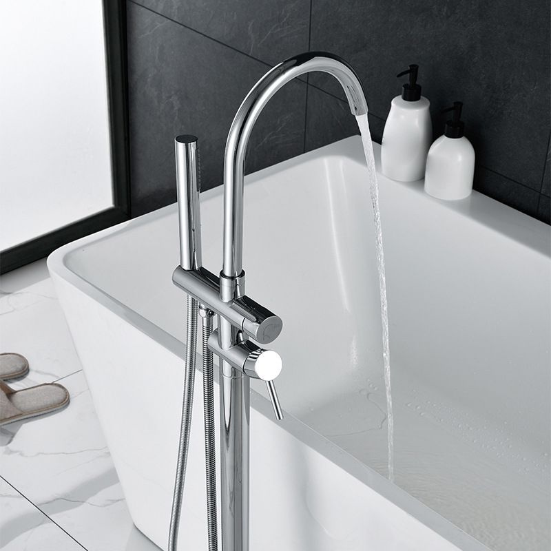 Floor Mounted Metal Freestanding Tub Filler Single Handle Freestanding Faucet Clearhalo 'Bathroom Remodel & Bathroom Fixtures' 'Bathtub Faucets' 'bathtub_faucets' 'Home Improvement' 'home_improvement' 'home_improvement_bathtub_faucets' 1200x1200_5e7caa73-ff3d-45f5-a01f-7e5cead3248b