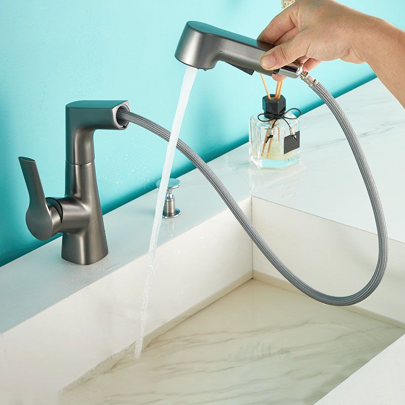Pull Down Kitchen Faucet Single Handle Metal Faucet with Pull Out Sprayer Clearhalo 'Home Improvement' 'home_improvement' 'home_improvement_kitchen_faucets' 'Kitchen Faucets' 'Kitchen Remodel & Kitchen Fixtures' 'Kitchen Sinks & Faucet Components' 'kitchen_faucets' 1200x1200_5e7f786b-4722-4ce7-a1bc-453447cdb853