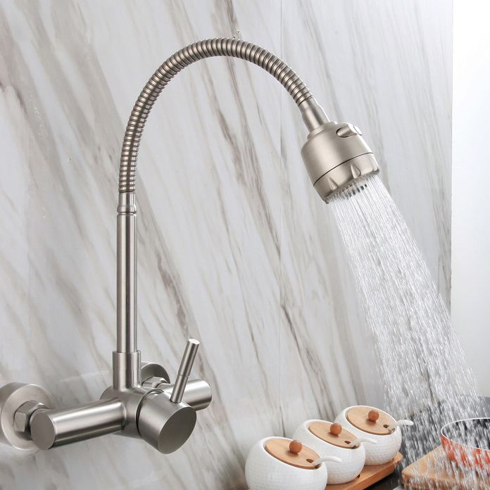 304 Stainless Steel Kitchen Faucet High Arch with Sprayer Bridge Faucets Clearhalo 'Home Improvement' 'home_improvement' 'home_improvement_kitchen_faucets' 'Kitchen Faucets' 'Kitchen Remodel & Kitchen Fixtures' 'Kitchen Sinks & Faucet Components' 'kitchen_faucets' 1200x1200_5e83492a-c37f-47ad-b776-880dd24fc6a4