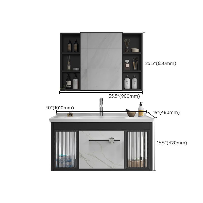 Single Sink Metal Frame Vanity Modern Black Wall Mount Rectangular Vanity Set Clearhalo 'Bathroom Remodel & Bathroom Fixtures' 'Bathroom Vanities' 'bathroom_vanities' 'Home Improvement' 'home_improvement' 'home_improvement_bathroom_vanities' 1200x1200_5e9a8342-a7f4-499c-bb17-6cf0156622ca