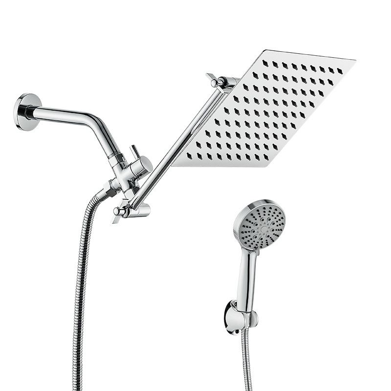 Wall Mounted Adjustable Shower Head Modern Square Metal Shower Clearhalo 'Bathroom Remodel & Bathroom Fixtures' 'Home Improvement' 'home_improvement' 'home_improvement_shower_heads' 'Shower Heads' 'shower_heads' 'Showers & Bathtubs Plumbing' 'Showers & Bathtubs' 1200x1200_5e9bd22a-508a-49cb-bccb-e5bfcc007b30