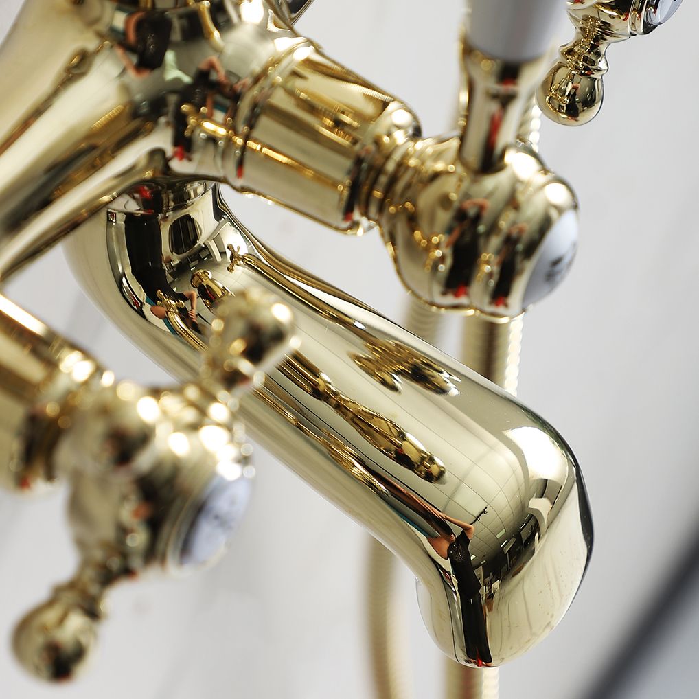 Glam Retro Wall Mounted Metal Claw Foot Tub Faucet Trim Low Arc Claw Foot Tub Faucet Clearhalo 'Bathroom Remodel & Bathroom Fixtures' 'Bathtub Faucets' 'bathtub_faucets' 'Home Improvement' 'home_improvement' 'home_improvement_bathtub_faucets' 1200x1200_5ea422d8-522c-41a8-b07b-6745c054a354