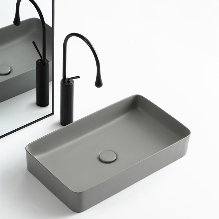 Modern Bathroom Sink Porcelain Rectangular with Pop-Up Drain Vessel Lavatory Sink Clearhalo 'Bathroom Remodel & Bathroom Fixtures' 'Bathroom Sinks & Faucet Components' 'Bathroom Sinks' 'bathroom_sink' 'Home Improvement' 'home_improvement' 'home_improvement_bathroom_sink' 1200x1200_5ea6f55f-397d-4672-a9b1-0661aad65530