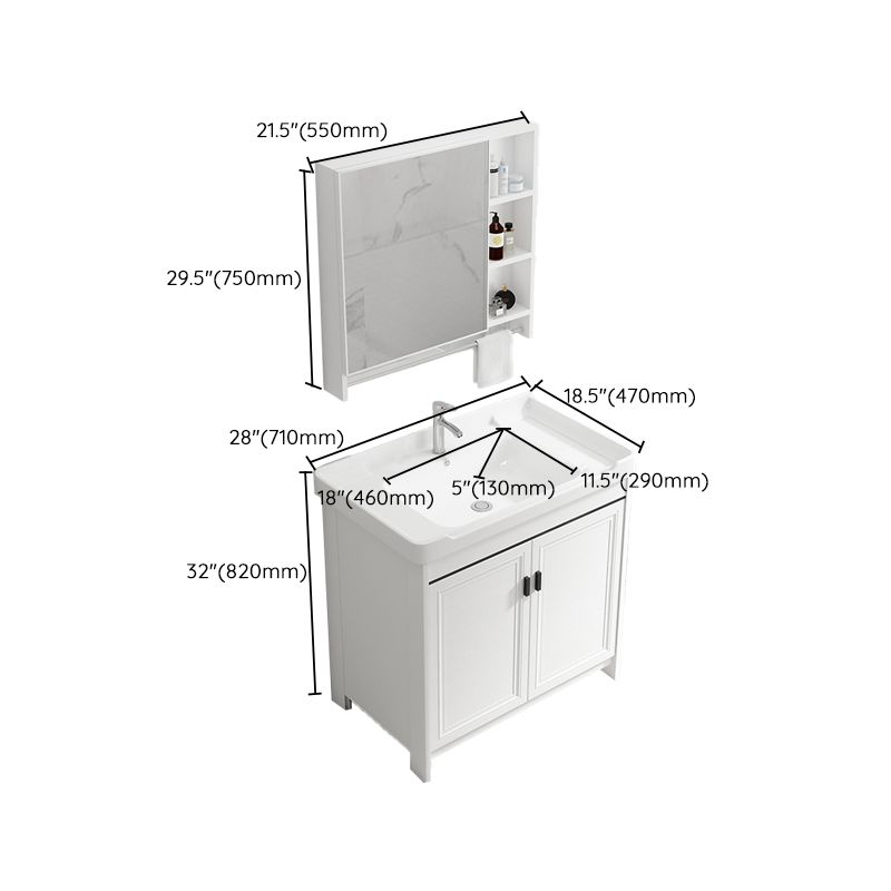 Bathroom Vanity Single Sink White Metal Frame Freestanding Bathroom Vanity with Door Clearhalo 'Bathroom Remodel & Bathroom Fixtures' 'Bathroom Vanities' 'bathroom_vanities' 'Home Improvement' 'home_improvement' 'home_improvement_bathroom_vanities' 1200x1200_5ec28aaa-7830-4830-93d0-0b2e67111103
