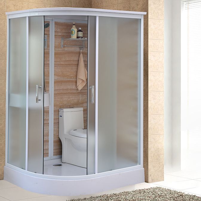 Double Sliding Shower Stall Tempered Glass Shower Stall with Hand Shower Clearhalo 'Bathroom Remodel & Bathroom Fixtures' 'Home Improvement' 'home_improvement' 'home_improvement_shower_stalls_enclosures' 'Shower Stalls & Enclosures' 'shower_stalls_enclosures' 'Showers & Bathtubs' 1200x1200_5ec904cc-bee5-4fa5-9462-05fe798f2e18
