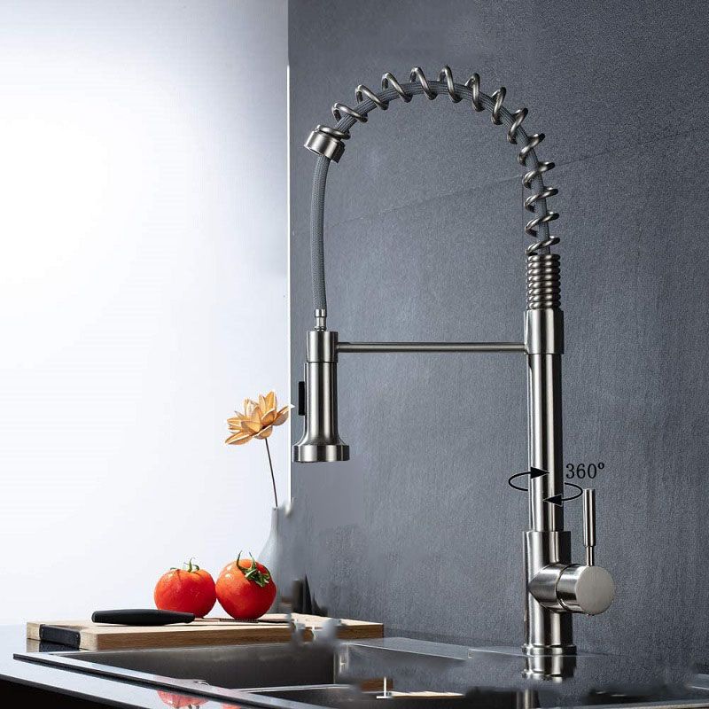 Modern Farmhouse Faucet One Handle High Arch Kitchen Faucet with Pull out Sprayer Clearhalo 'Home Improvement' 'home_improvement' 'home_improvement_kitchen_faucets' 'Kitchen Faucets' 'Kitchen Remodel & Kitchen Fixtures' 'Kitchen Sinks & Faucet Components' 'kitchen_faucets' 1200x1200_5ecd8c9c-ce16-4042-8550-a4a9de59f7ce