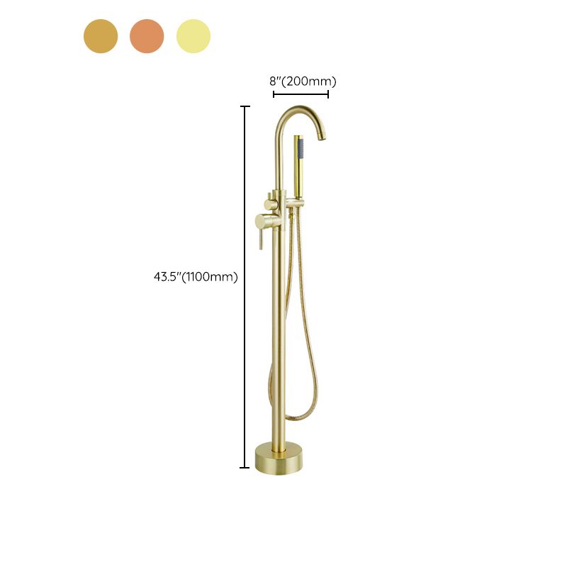 Contemporary Gold Bath Faucet Floor Mounted Full Copper High Arc Tub Faucet Trim Clearhalo 'Bathroom Remodel & Bathroom Fixtures' 'Bathtub Faucets' 'bathtub_faucets' 'Home Improvement' 'home_improvement' 'home_improvement_bathtub_faucets' 1200x1200_5ed3f42b-a056-40e8-8806-d7c848ac7d03